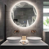 Specchio LED Rotondo | Pulsanti touch | Funzione anti-appannamento | Luce bianca neutra - Reyze Serie Simetria Modello 3